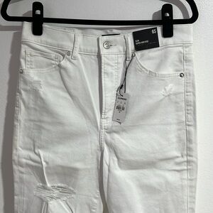 Express Slim Super High Rise White Denim Jeans | 6S | NWT